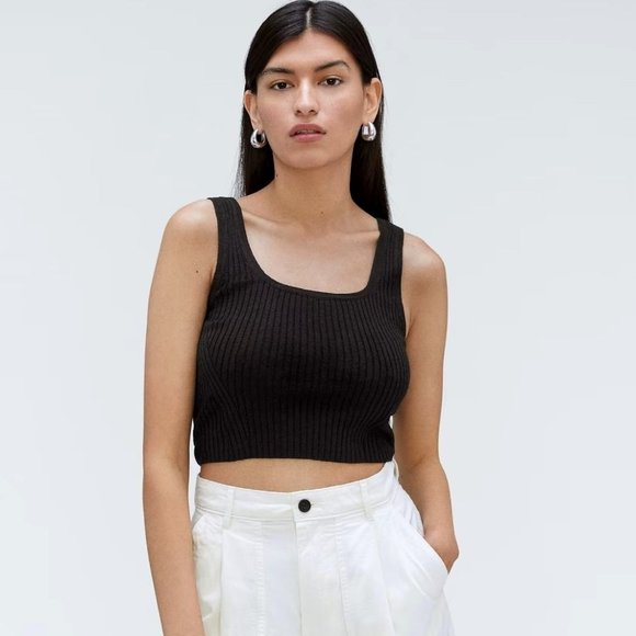 Everlane Tops - Everlane Black Ribbed Knit The Cotton Merino Wool Cami Size S